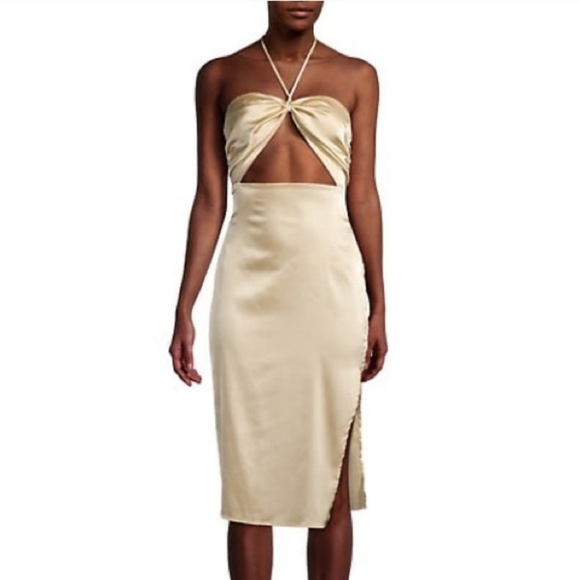 WeWoreWhat The Halter Stretch Charmeuse Satin Midi Dress - Picture 5 of 15